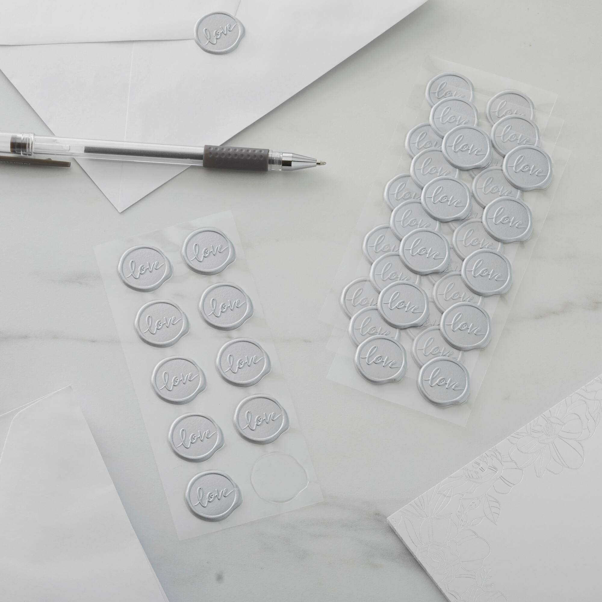 Silver Love Faux Wax Envelope Seals by Recollections™